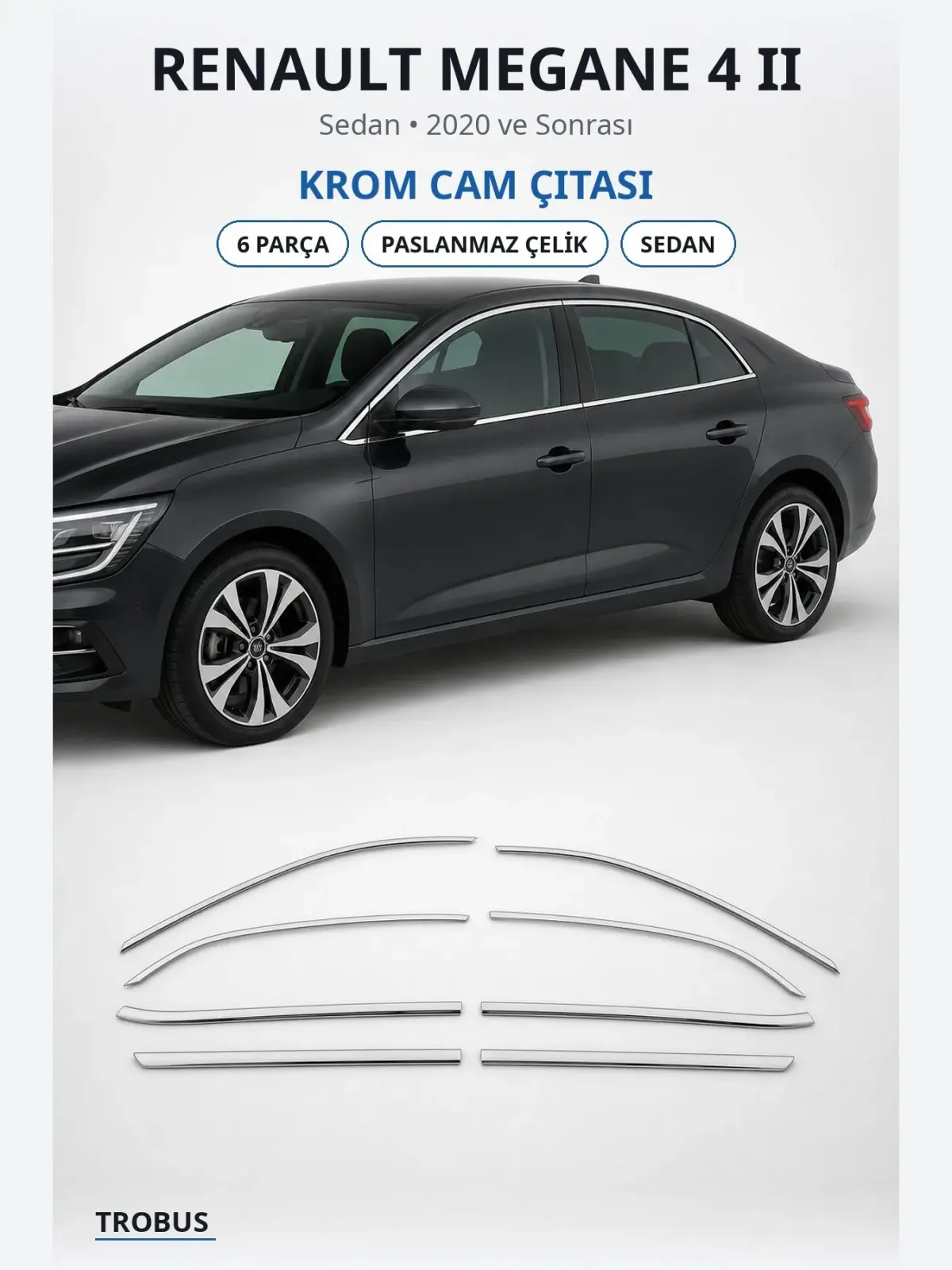 Renault Megane 4 II krom cam çıtası 1
