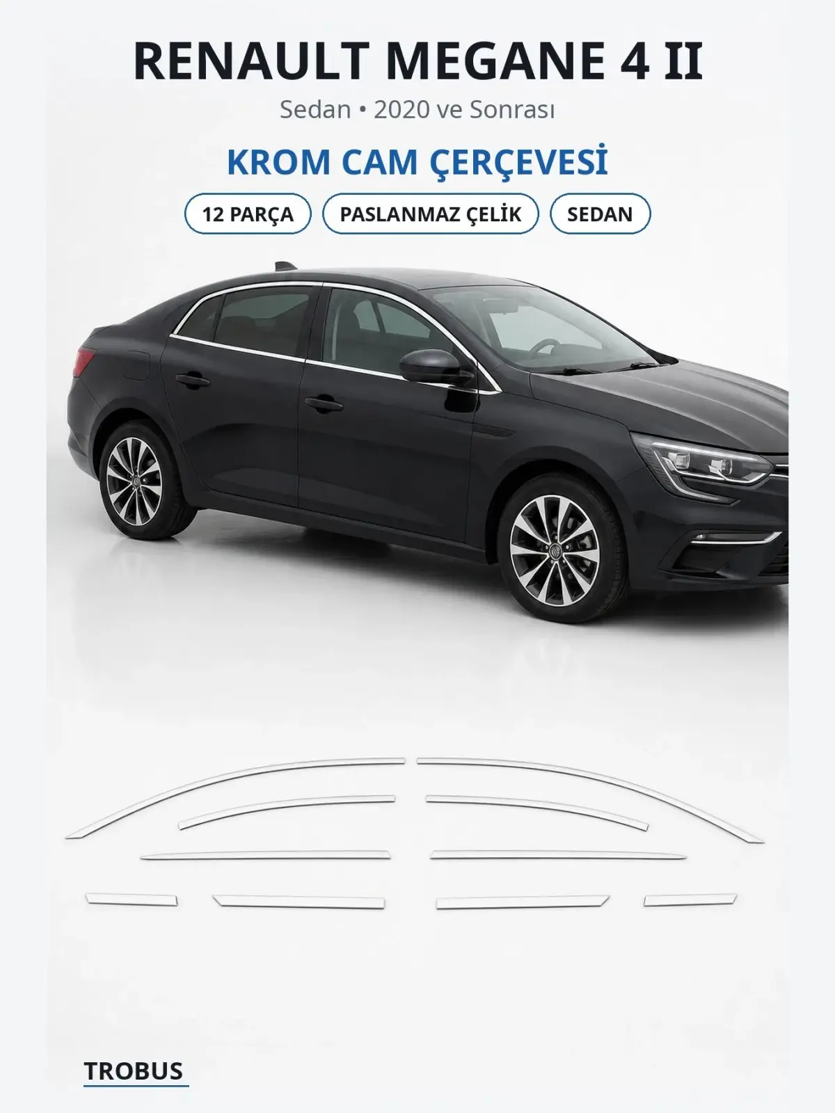 Renault Megane 4 II krom cam çerçevesi 1