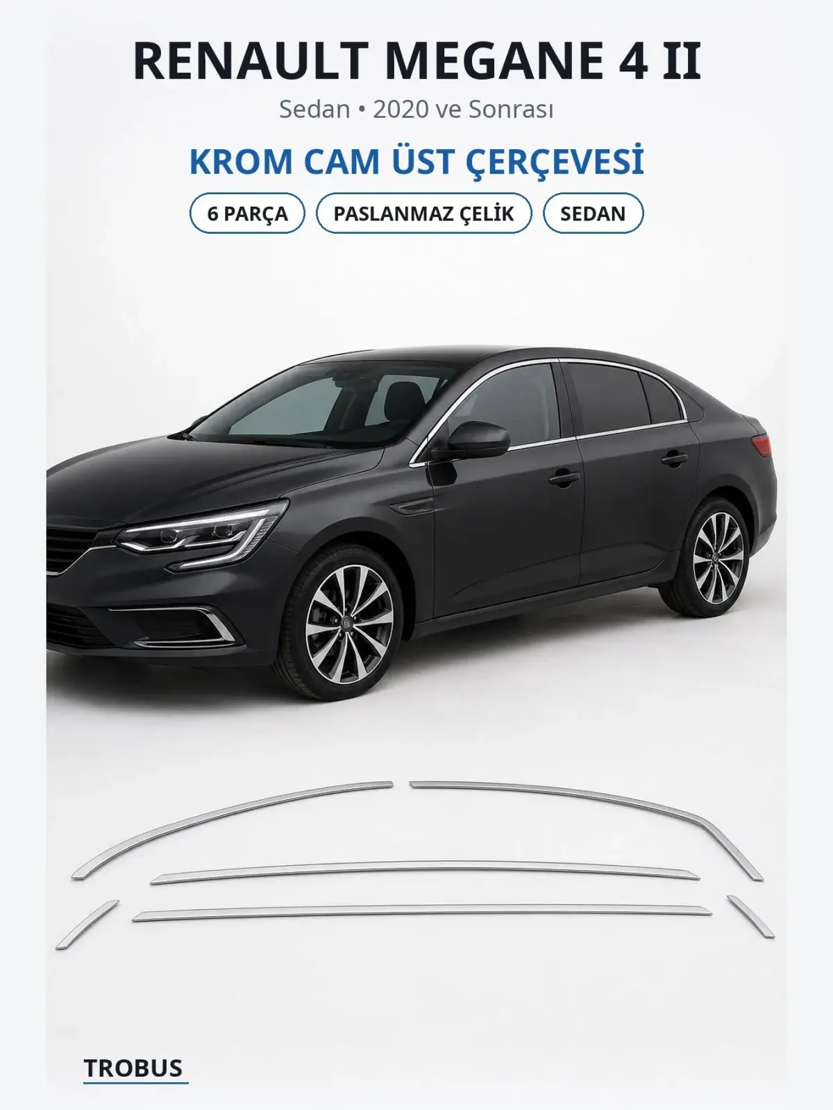 Renault Megane 4 II krom cam üst çerçevesi 1
