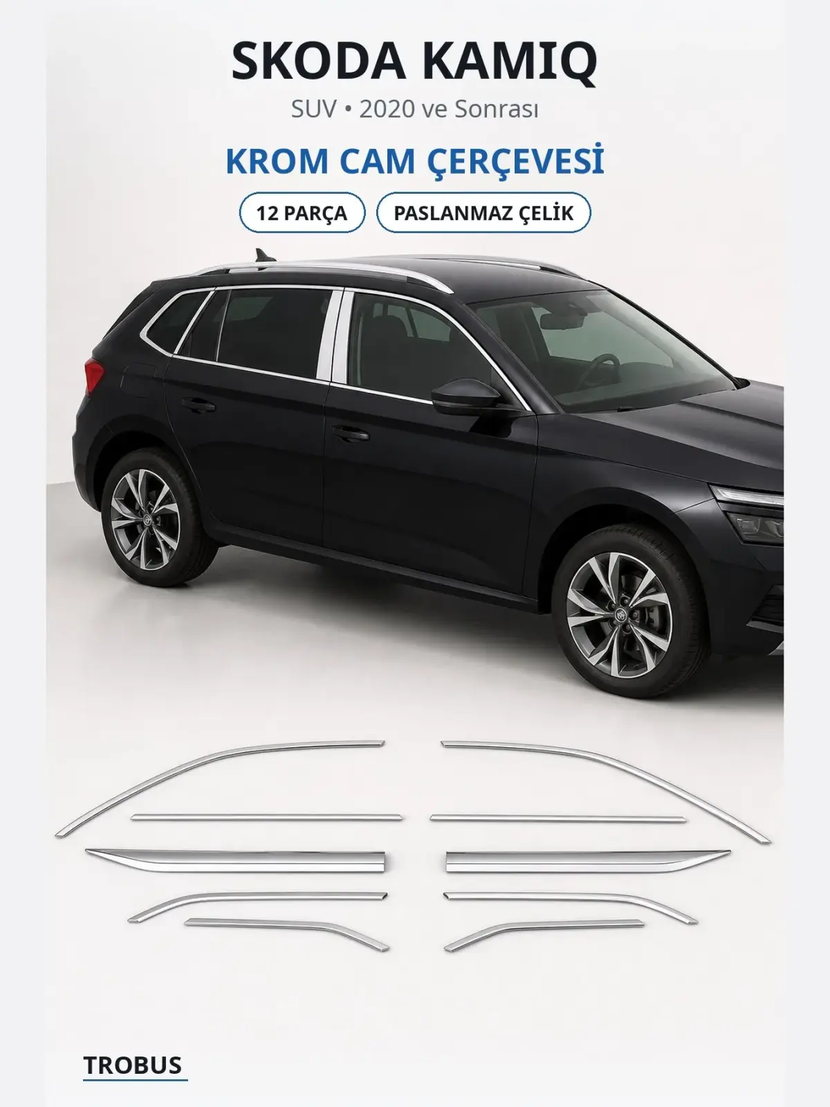 Skoda Kamiq krom cam çerçevesi 1