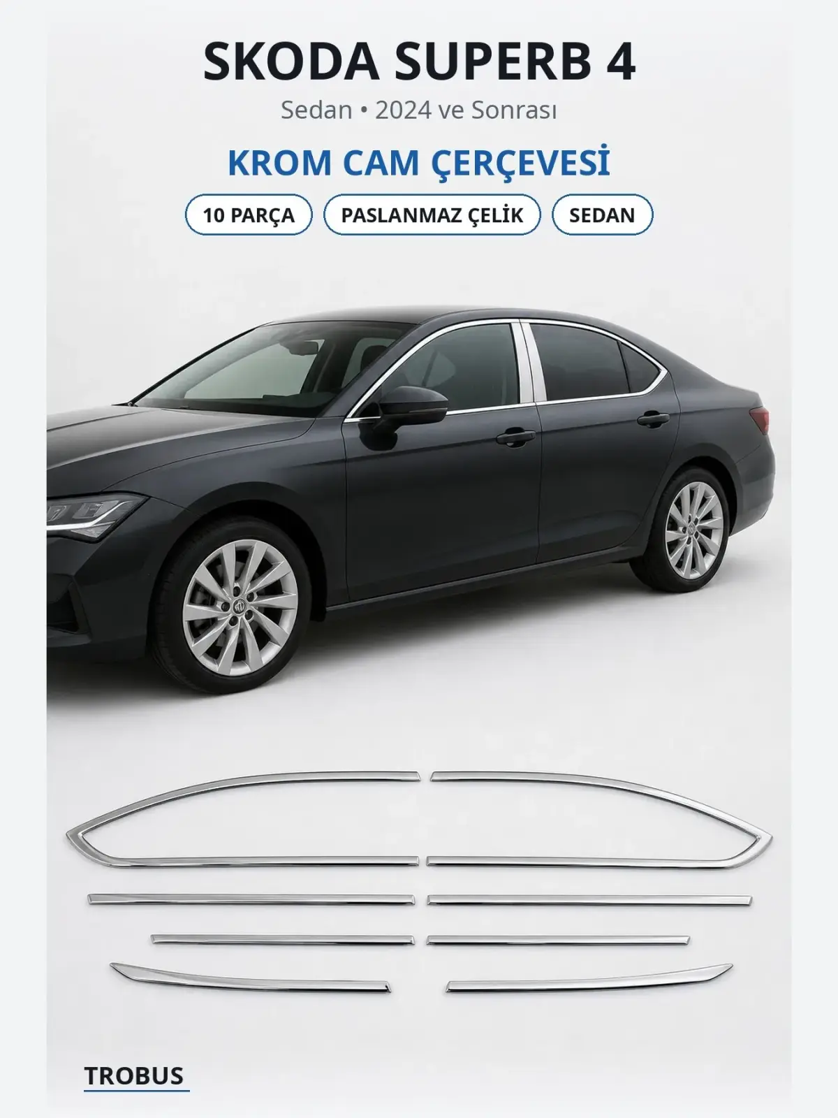 Skoda Superb 4 krom cam çerçevesi 1