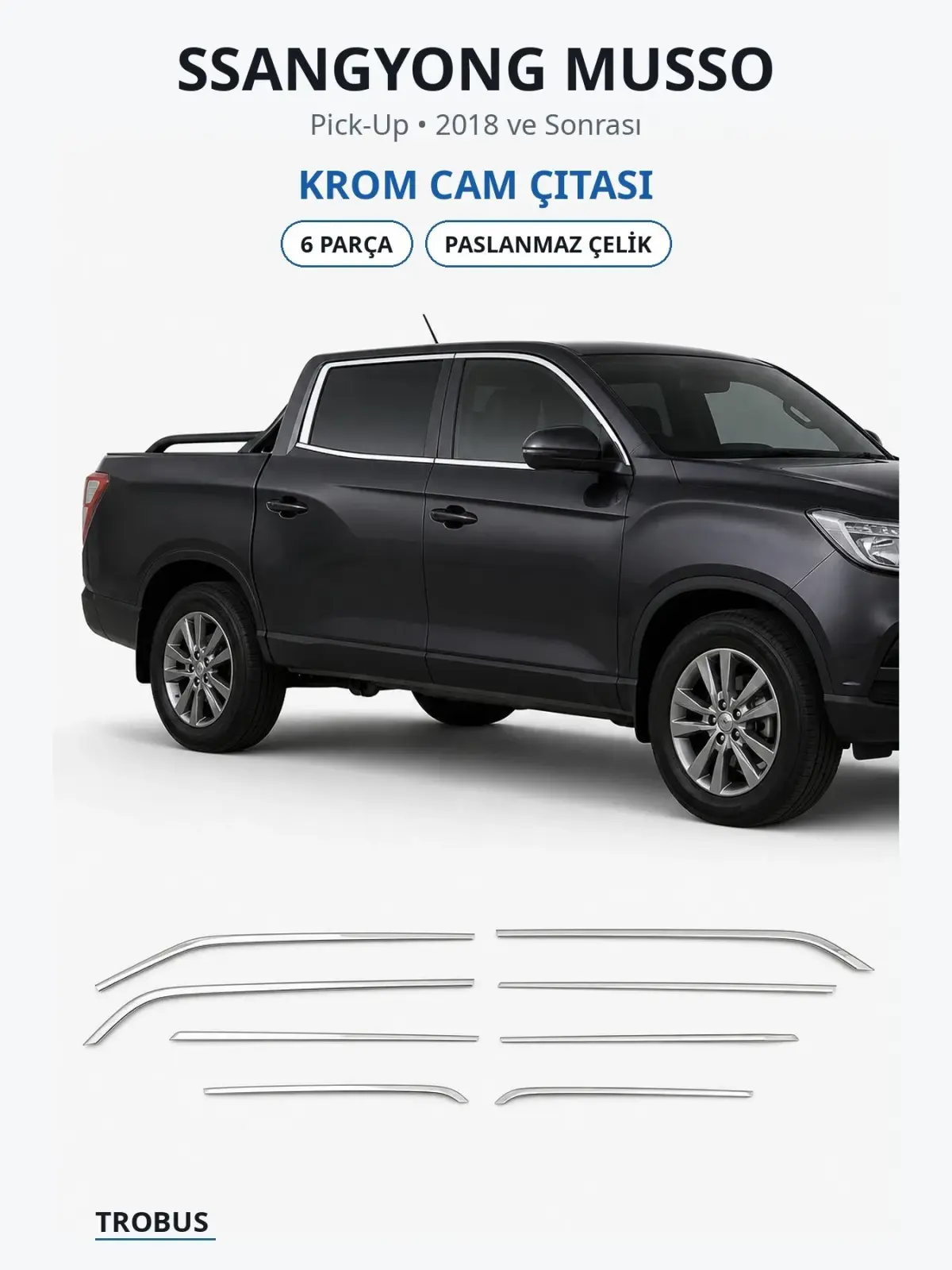 SsangYong Musso krom cam çıtası 1
