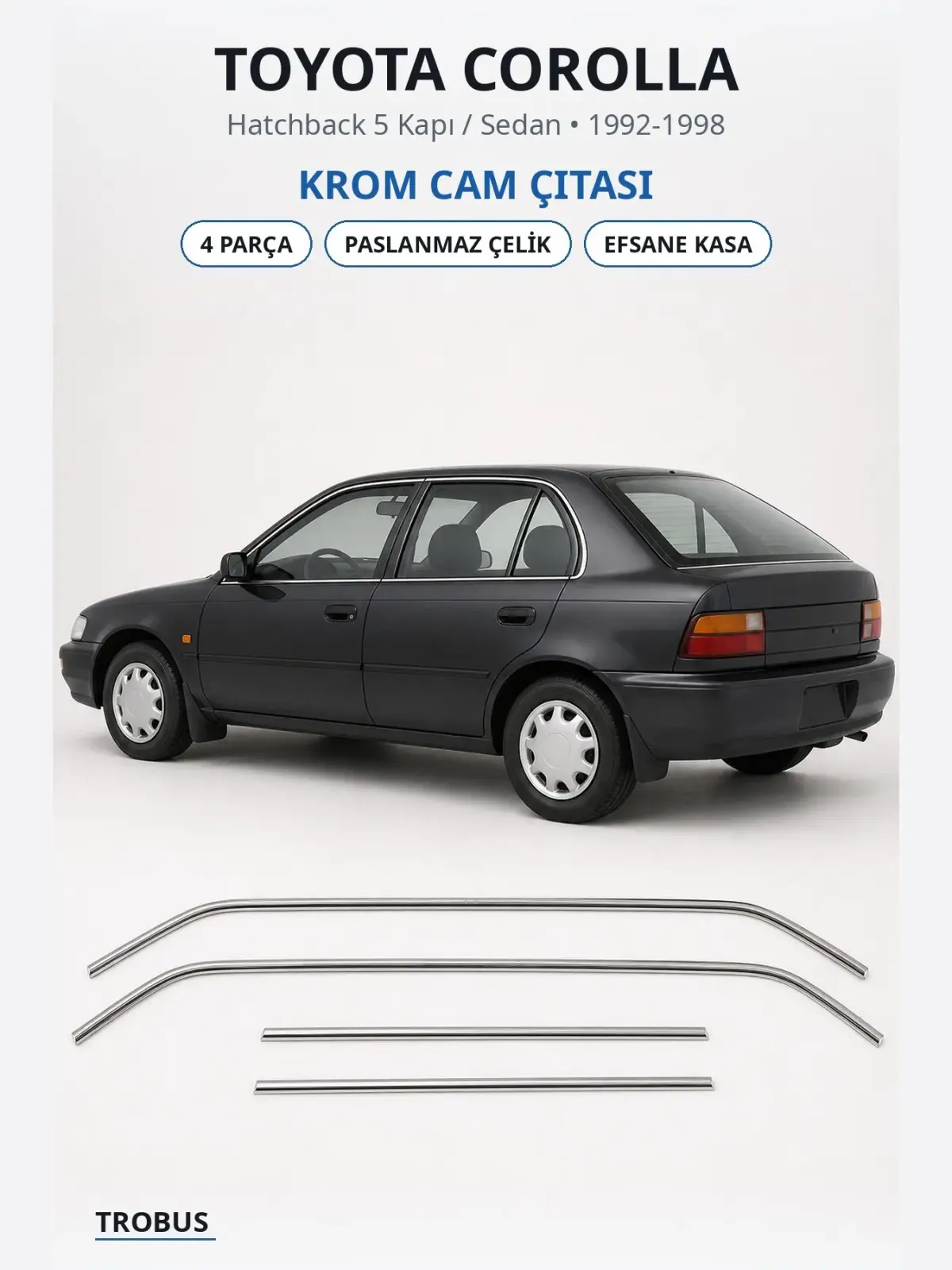 Toyota Corolla krom cam çıtası 1