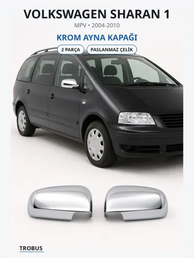 Volkswagen Sharan 1 2004-2010 Uyumlu Krom Ayna Kapağı 2 Parça Paslanmaz Çelik