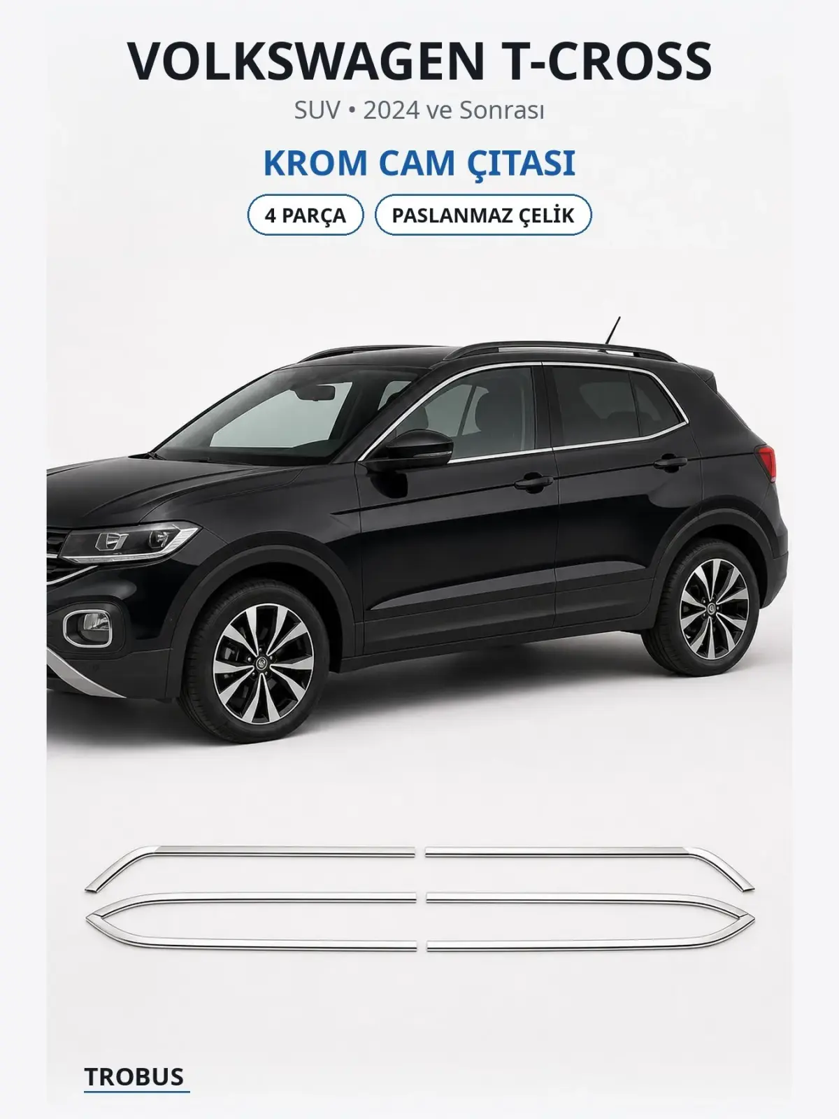 Volkswagen T-Cross krom cam çıtası 1