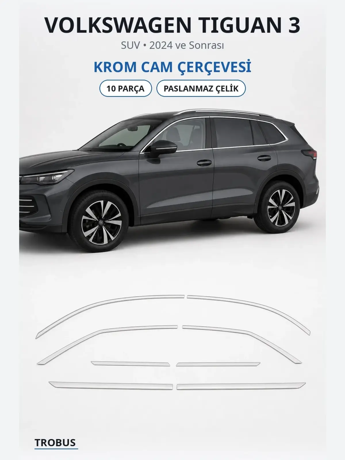 Volkswagen Tiguan 3 krom cam çerçevesi 1