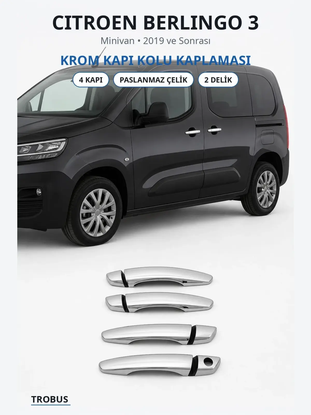 Citroen Berlingo 3 krom kapı kolu kaplaması 1