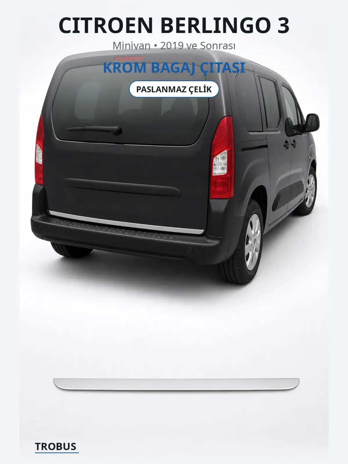 Citroen Berlingo 3 krom bagaj çıtası 1