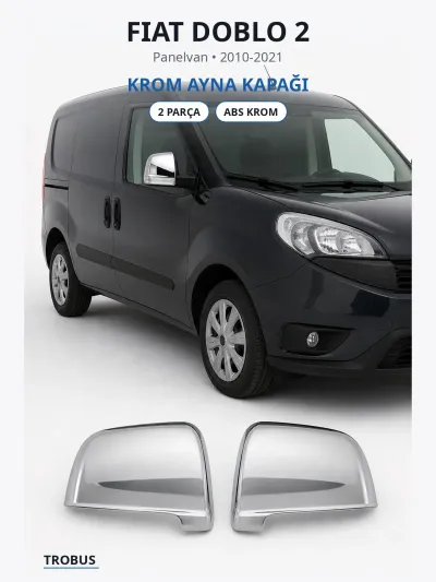 Fiat Doblo 2 2010-2021 Uyumlu Krom Ayna Kapağı 2 Parça ABS Krom