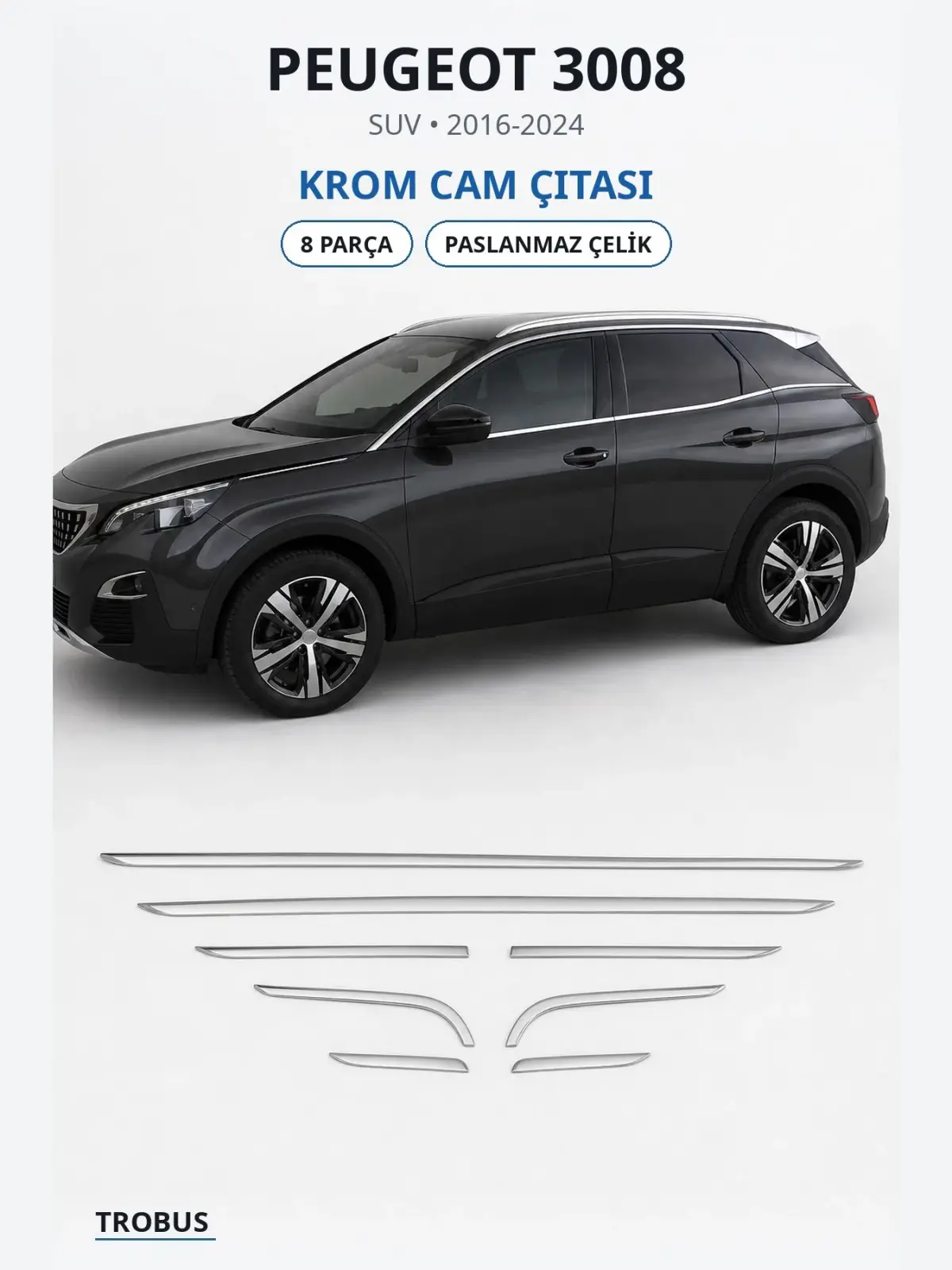 Peugeot 3008 krom cam çıtası 1