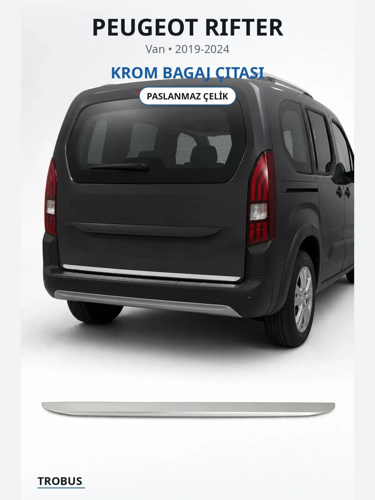 Peugeot Rifter krom bagaj çıtası 1