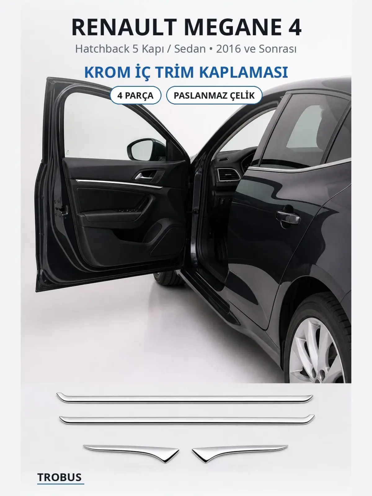 Renault Megane 4 krom i̇ç trim kaplaması 1