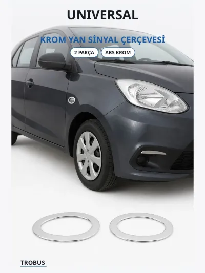 Universal Krom Yan Sinyal Çerçevesi 2 Parça ABS Krom