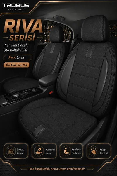Riva Serisi Koltuk Kılıfı 2+1 Ticari Siyah