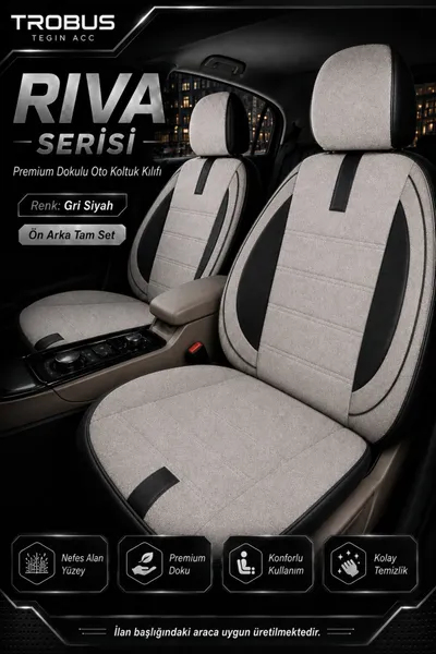 Riva Serisi Koltuk Kılıfı (Binek) Bej Siyah