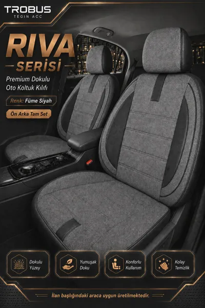 Riva Serisi Koltuk Kılıfı (Binek) Füme Siyah