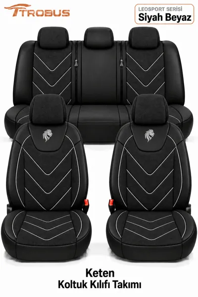 LeoSport Serisi Universal Koltuk Kılıfı Siyah Beyaz