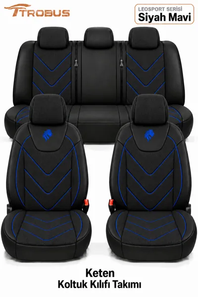 LeoSport Serisi Universal Koltuk Kılıfı Siyah Mavi