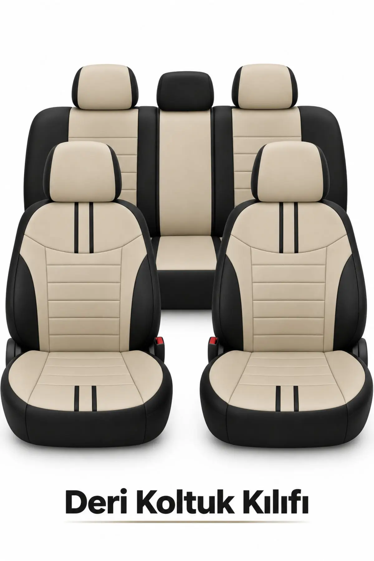 Colorline Elegance Serisi Universal Koltuk Kılıfı Bej Siyah (1)