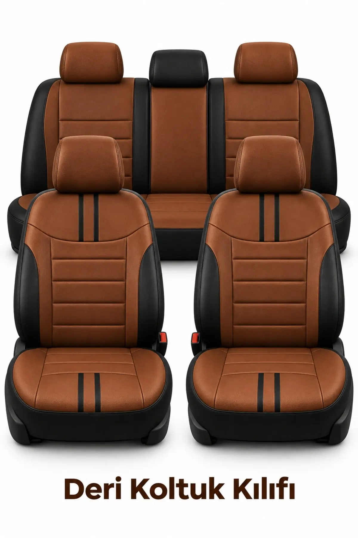 Colorline Elegance Serisi Universal Koltuk Kılıfı Taba Siyah (1)