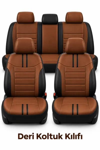 Colorline Elegance Serisi Universal Koltuk Kılıfı Taba Siyah