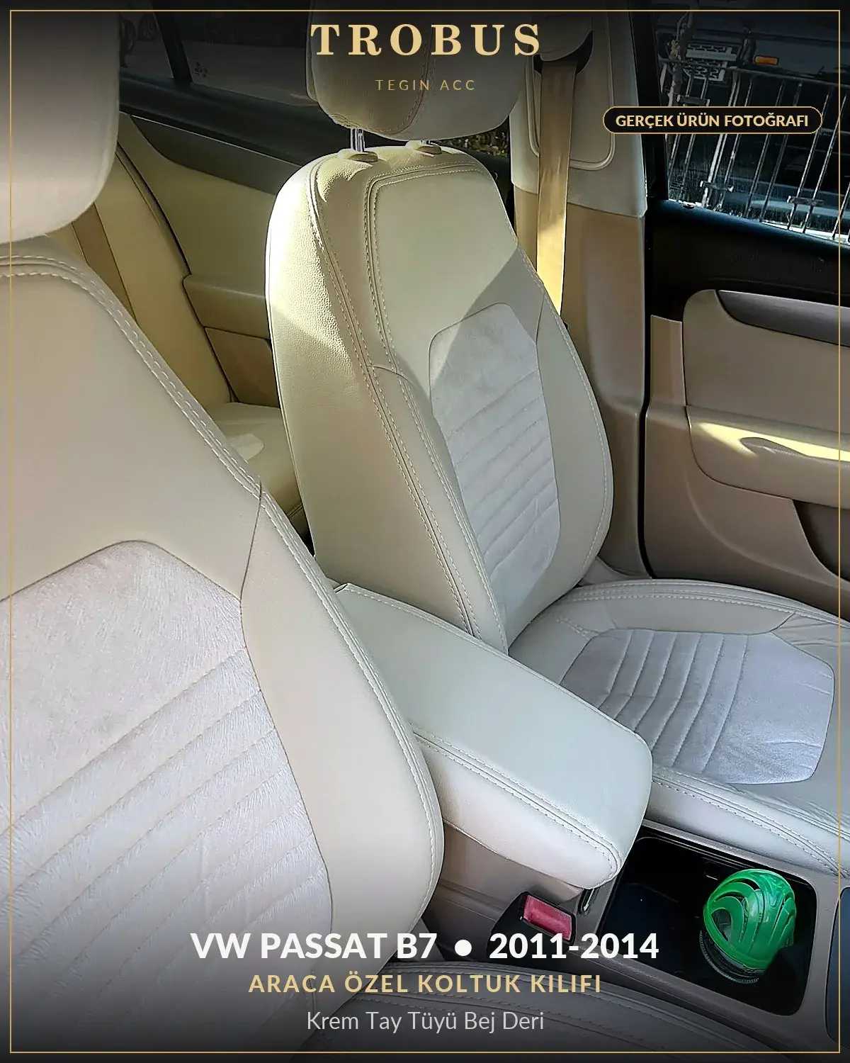 Volkswagen Passat B7 2011-2014 Araca Özel Koltuk Kılıfı Krem Tay Tüyü Bej Deri (1)