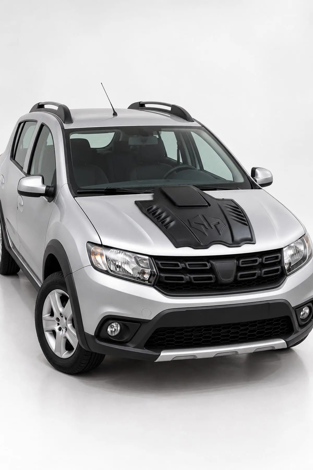 Dacia Sandero Stepway 2013-2020 Uyumlu Ön Kaput Scoop 1 Parça ABS Mat Siyah (1)
