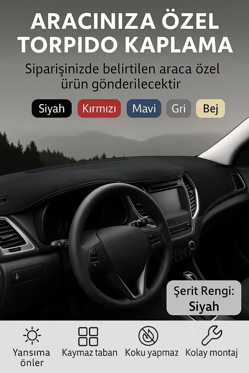 Nissan Navara D40 2005-2015 Araca Özel 3D Torpido Kaplama Siyah Biye (1)