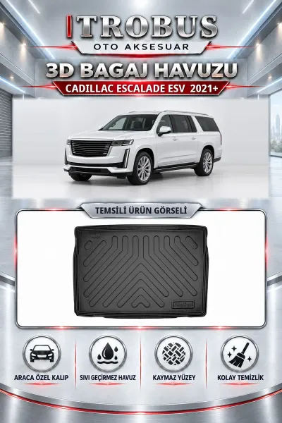 Cadillac Escalade ESV 7-8 Koltuk 2021 Sonrası Araca Özel 3D Bagaj Havuzu