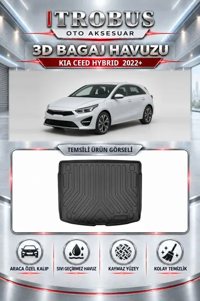 Kia Ceed 2022 Sonrası Hatchback Hybrid Araca Özel 3D Bagaj Havuzu