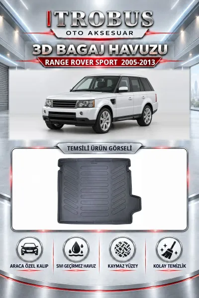 Land Rover Range Rover Sport 2005-2013 L320 Araca Özel 3D Bagaj Havuzu