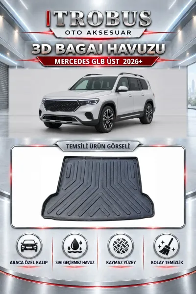 Mercedes-Benz GLB 2026 Sonrası Üst Bagaj Araca Özel 3D Bagaj Havuzu