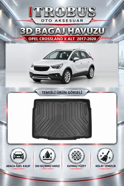 Opel Crossland X 2017-2020 Alt Bagaj (Sabit Zemin) Araca Özel 3D Bagaj Havuzu