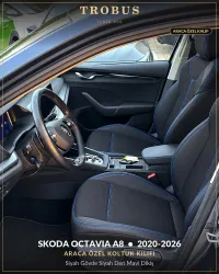 Siyah Gövde Siyah Deri Mavi Dikiş