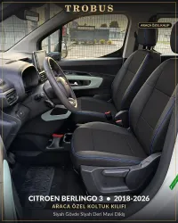 Siyah Gövde Siyah Deri Mavi Dikiş