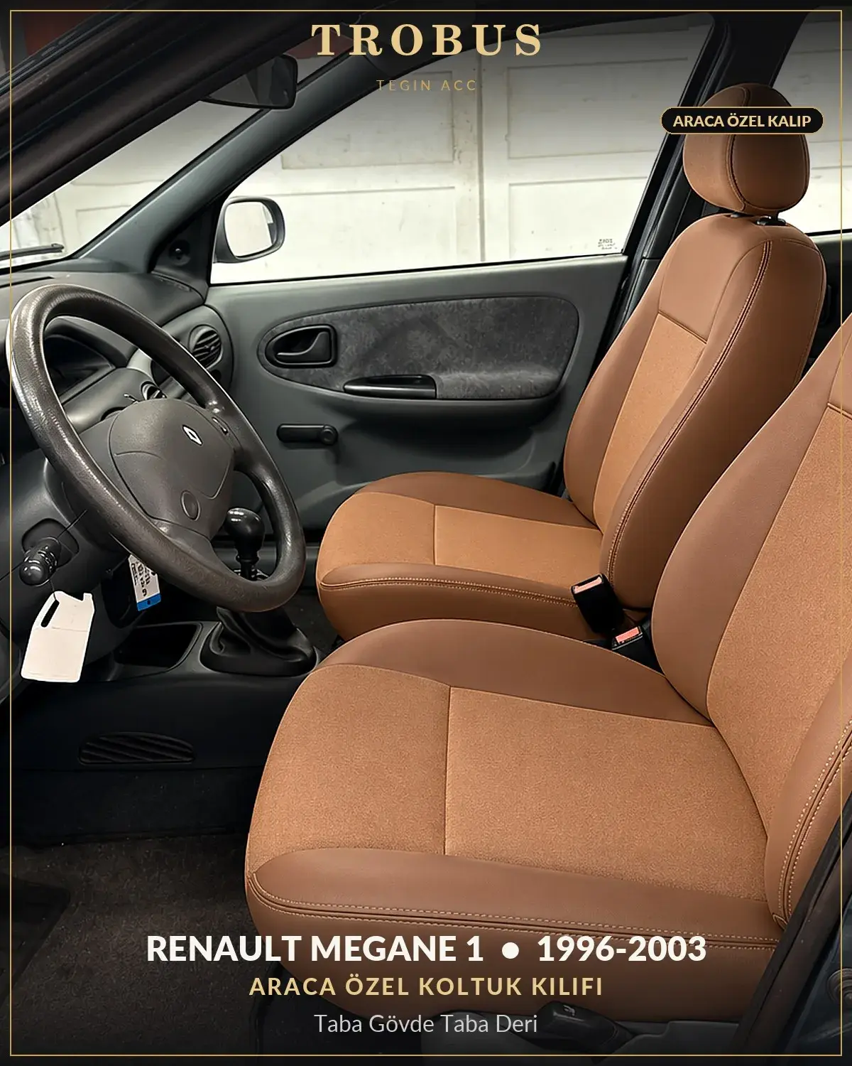 Renault Megane 1 1996-2003 Araca Özel Koltuk Kılıfı Taba Gövde Taba Deri (1)