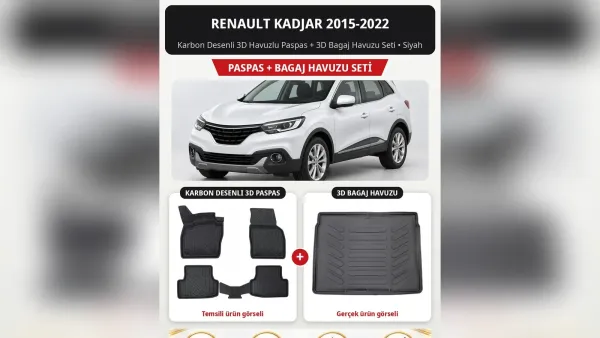 Renault Kadjar Paspas ve Bagaj Havuzu: 8D, 3D ve Kaput Rüzgarlığı