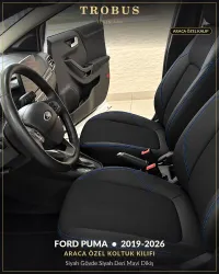 Siyah Gövde Siyah Deri Mavi Dikiş