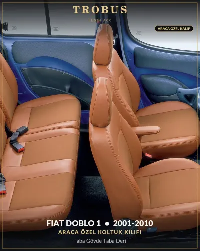 Fiat Doblo 1 2001-2010 Araca Özel Koltuk Kılıfı Taba Gövde Taba Deri