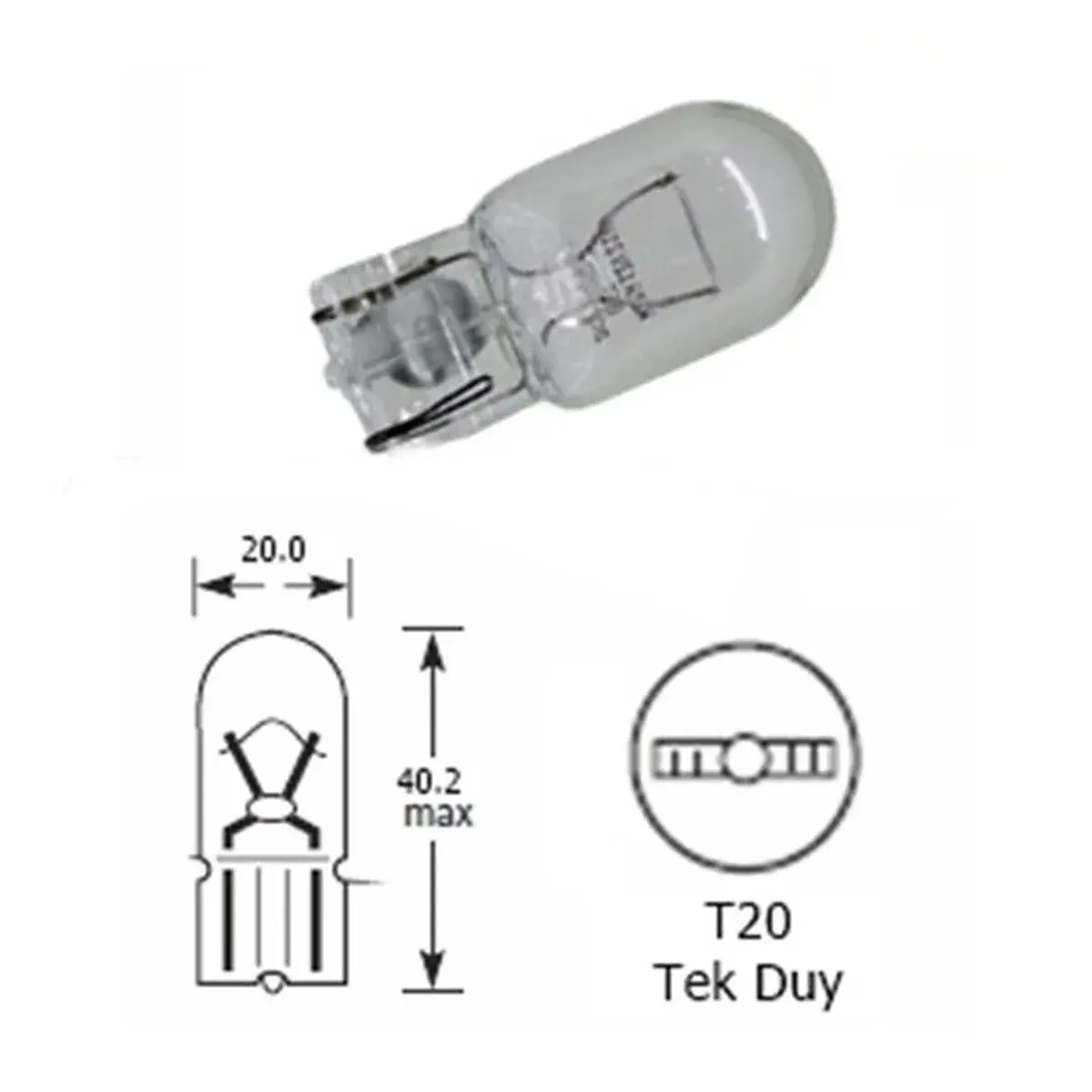Halojen Park Ampulü T20 Dipsiz Çift Duylu WY21 12V 21W Turuncu