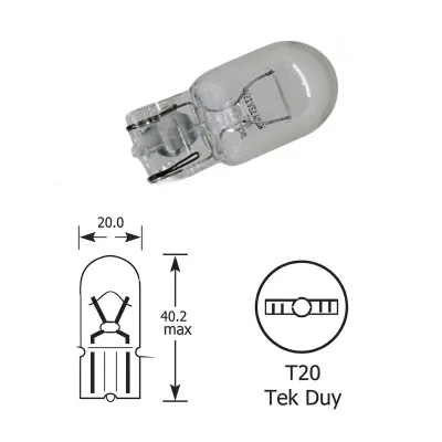 Oto Park Ampulü T20 Dipsiz Tek Duylu 12V 1 Adet