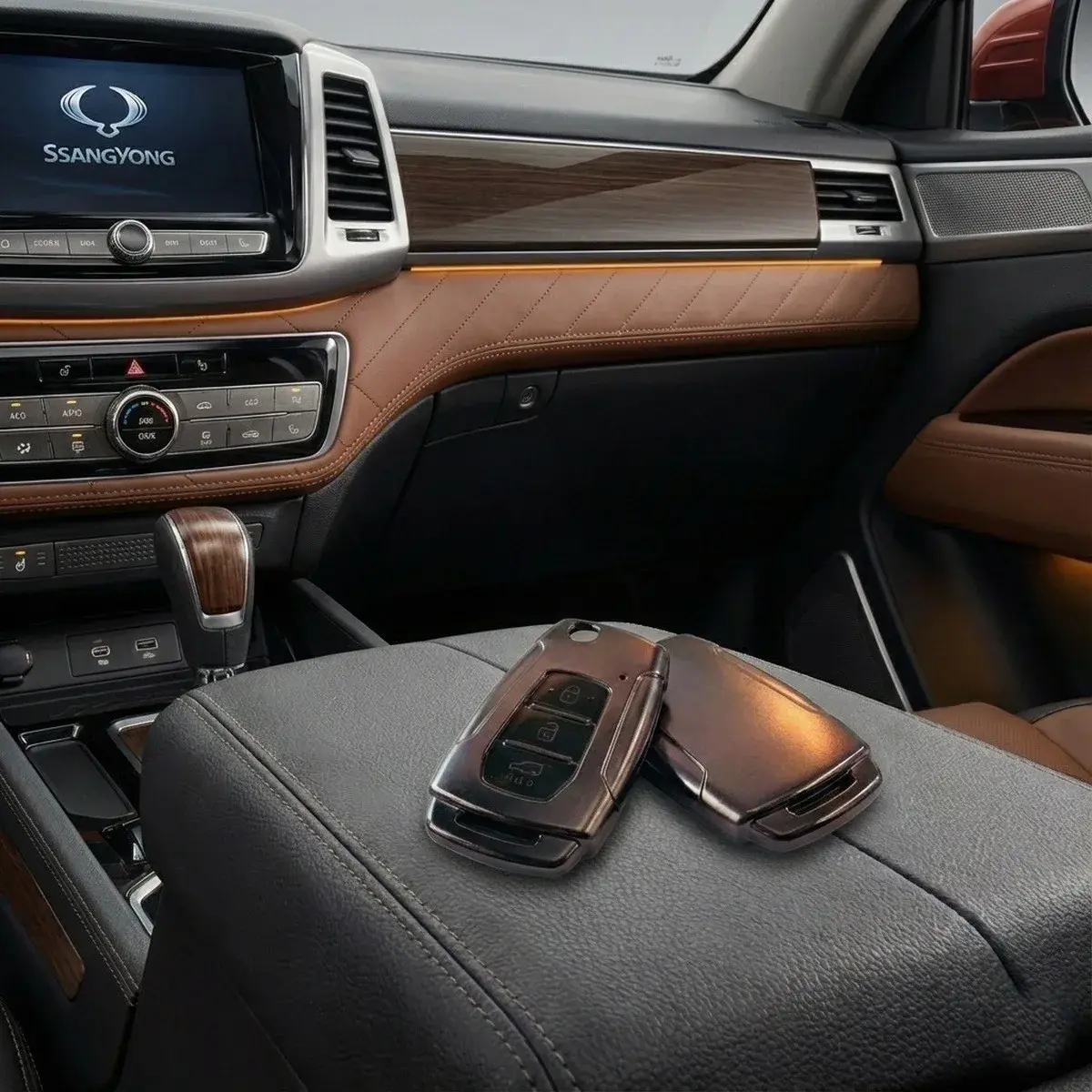 SsangYong Torres Uyumlu Oto Kumanda Anahtar Kılıfı Smart 3 Butonlu Gri