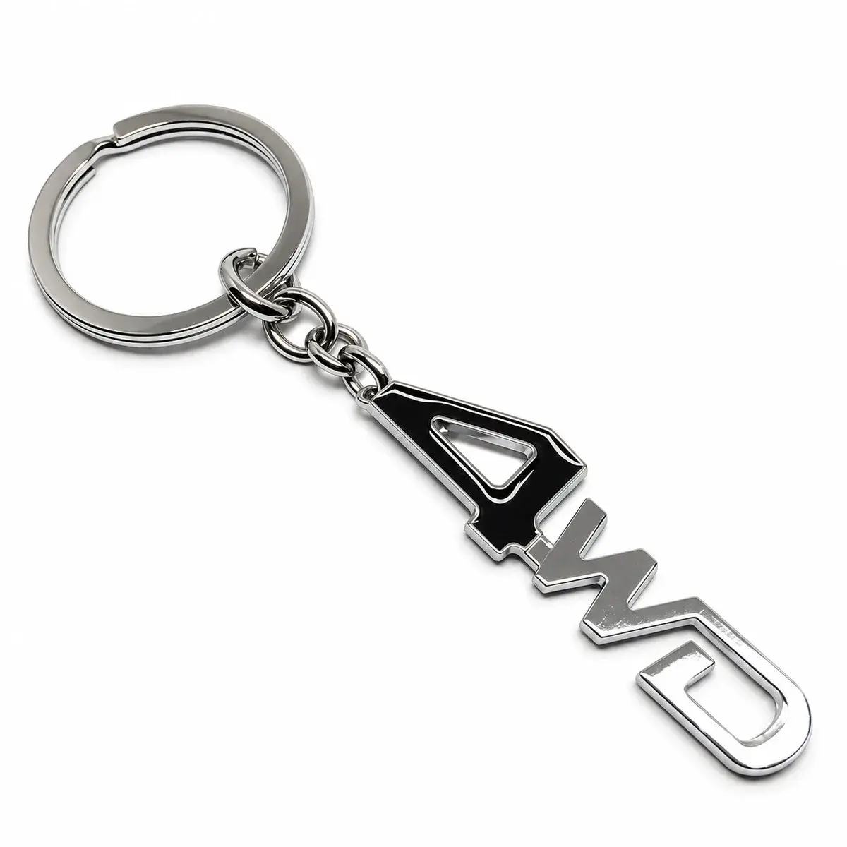 Oto Anahtarlık Metal 4WD Yazılı 7-10 cm Siyah Krom