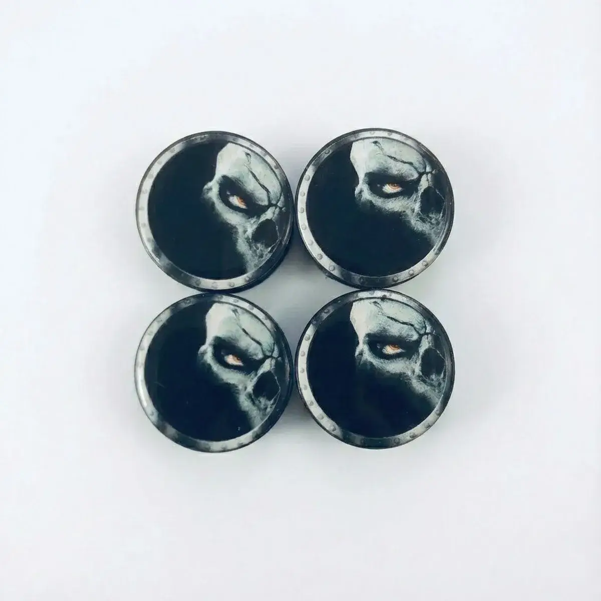 Jant Göbek Kapağı Kuru Kafa Ghost Damla Geçmeli 4'lü Set 55/58 mm Siyah
