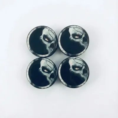 Jant Göbek Kapağı Kuru Kafa Ghost Damla Geçmeli 4'lü Set 55/58 mm Siyah