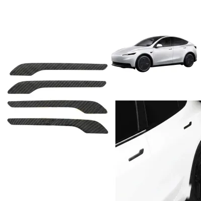 Tesla Model 3 2017 ve Sonrası Uyumlu 4'lü Karbon Desenli Kapı Kolu Dış Koruma Kaplaması Siyah