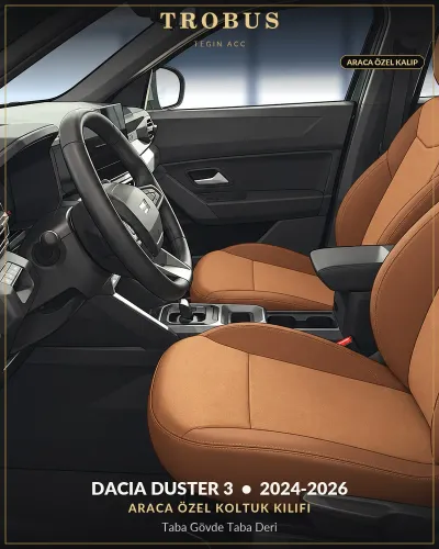 Dacia Duster 3 2024-2026 Araca Özel Koltuk Kılıfı Taba Gövde Taba Deri