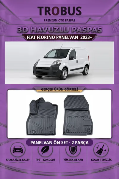 Fiat Fiorino Panelvan 2023+ 3D Havuzlu Paspas Ön Set (2 Parça)