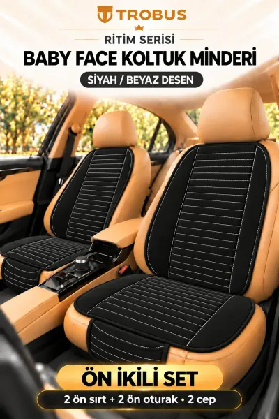 Ritim Baby Face Oto Koltuk Minderi 4 Parça Ön İkili Siyah Beyaz