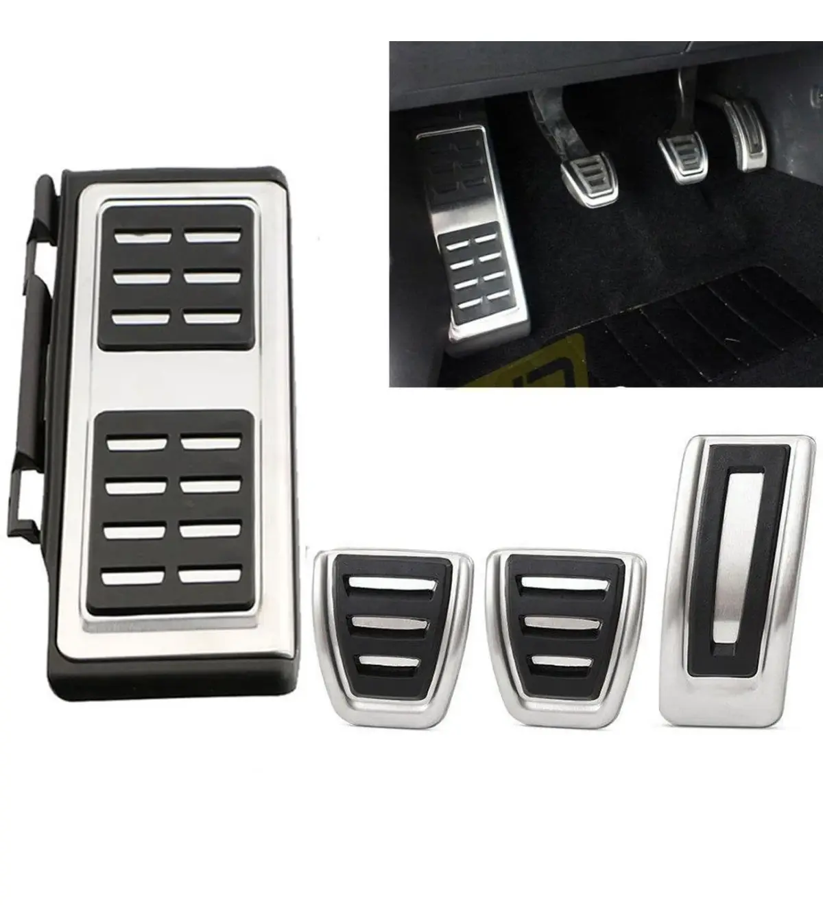 VW Golf 7 8 Passat B8 Tiguan 2 Touran 2 T-Roc T-Cross Arteon Polo 5 Uyumlu Geçme Manuel Pedal Seti 4 Parça Siyah Krom